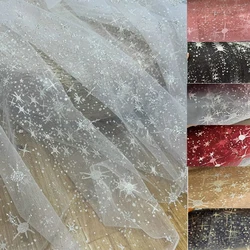 Silver Star Glitter mesh tulle fabric wedding dress, dress children's clothing, costume, handmade diy fabric Decorative Material
