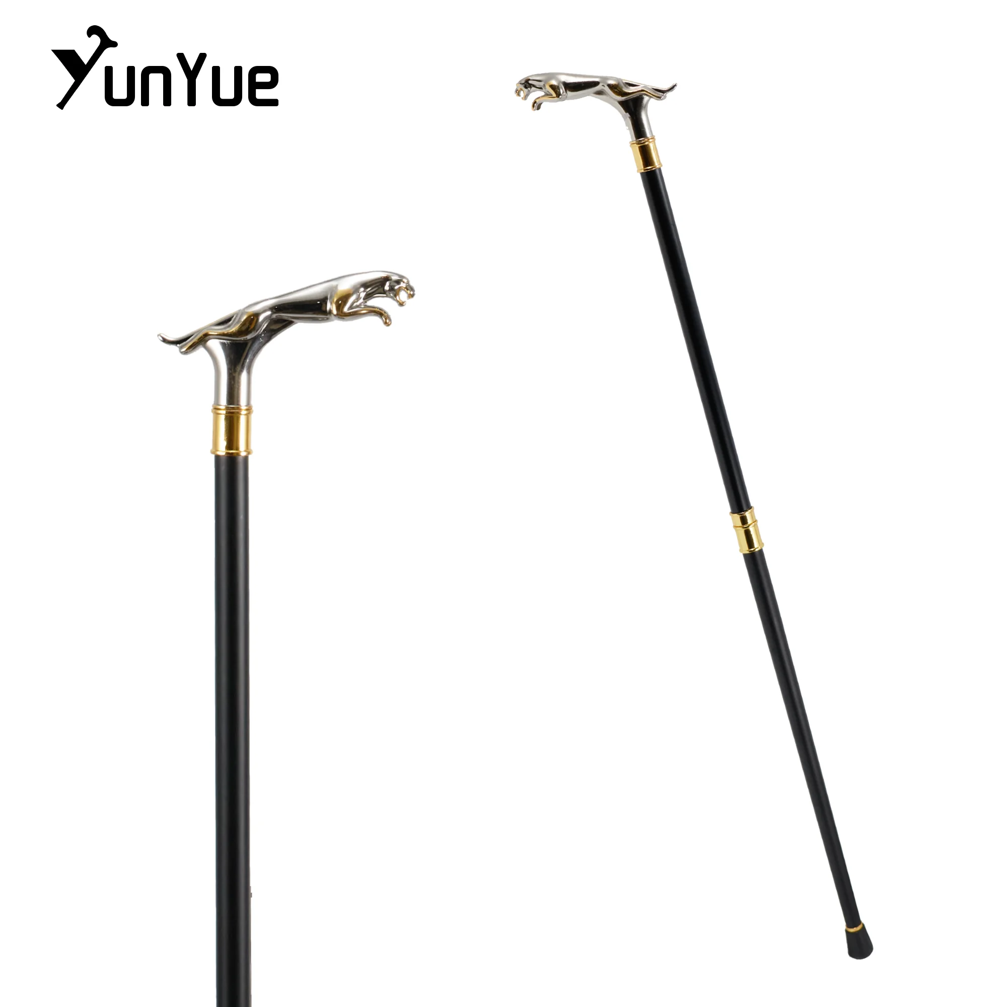 White Gold Luxury Cheetah Handle Fashion Walking Stick for Party Man Elegant Fashion Vintage Hand Cane Lady Dress Walking Cane