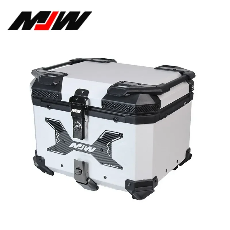 45L motorcycle elegant white trunk waterproof quick-release aluminum alloy tail box storage box anti-drop embossed tail box