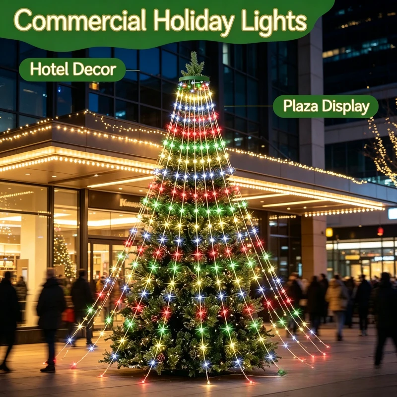 Home Decor Christmas Tree Light String Warm Ambient Gift Style for Bedroom Living Room Wall New Year Celebration Lighting