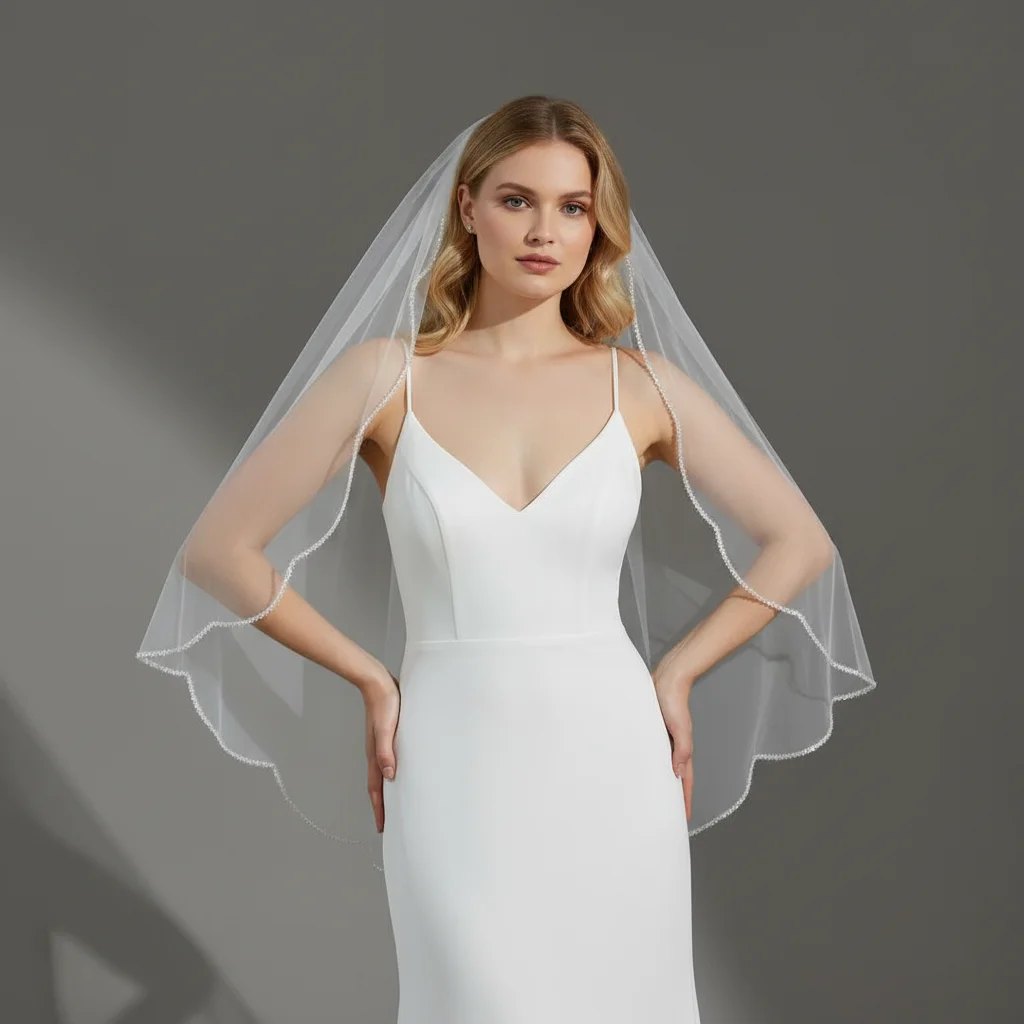 

Свадебная фата с блестками, фата с блестками, 75 см, 100 см, белая фата цвета слоновой кости, классический свадебный аксессуар в стиле расчески G240