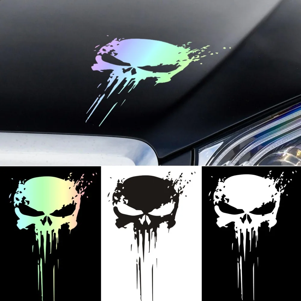 Skull Sticker Reflective Decal Motorcycle Stickers Waterproof Sun Protection Universal Car Motorbike Decoration Accessories