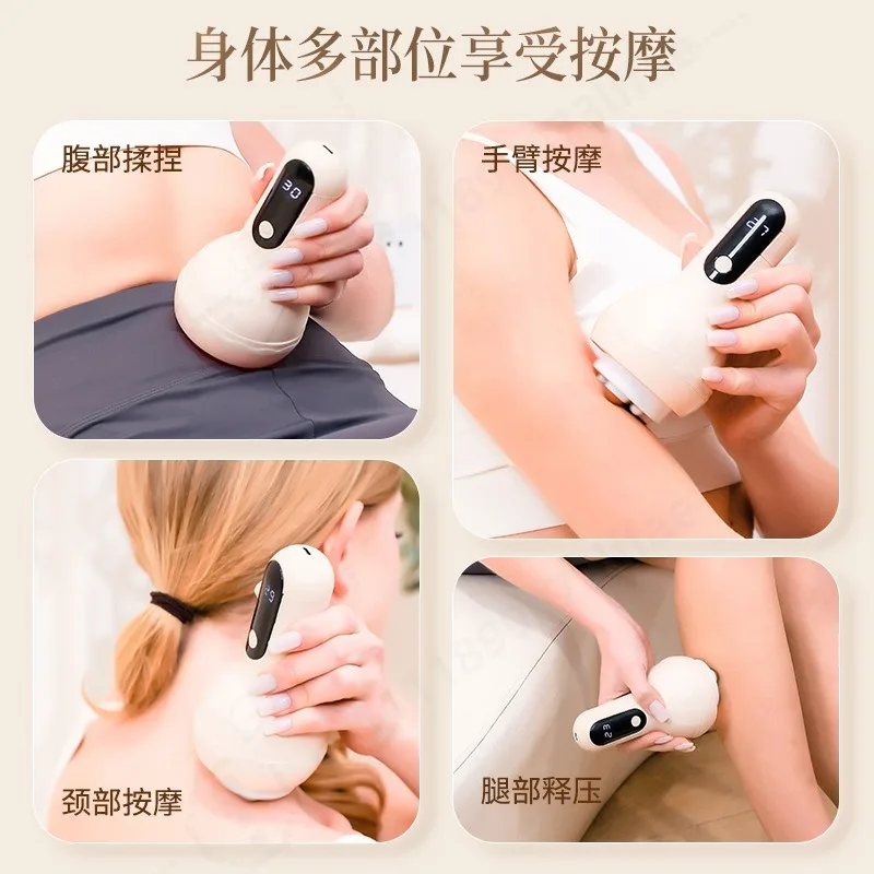 Bian Stone Roller Massager Hot Compress Handheld Rolling Tool for Abdomen Waist Shoulder Leg Body Meridian Relaxation Home Use