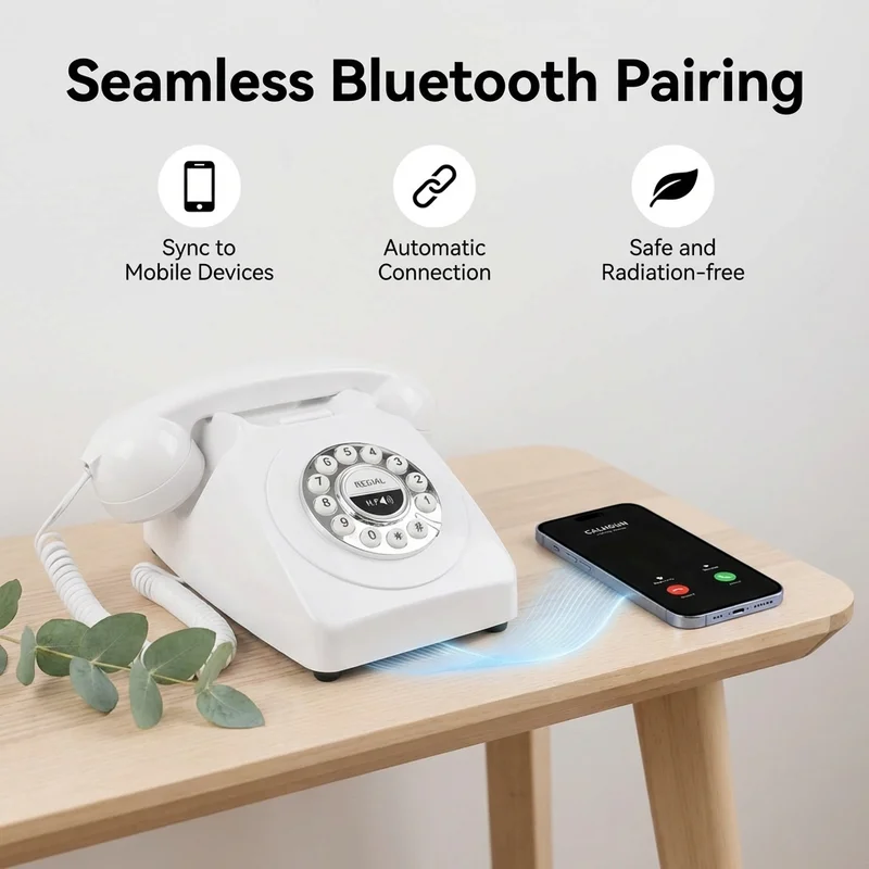 CHEETA Bluetooth Retro Phone with Speakerphone, Bluetooth Landline Telephone, Bluetooth Home Phone with USB Rechargeable Power,