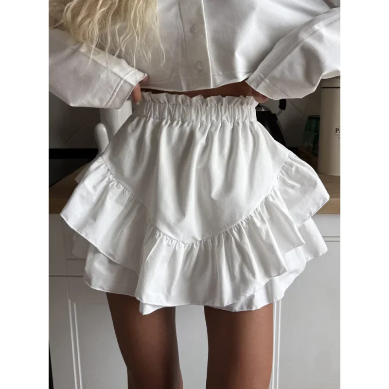 IMU Sweet Lotus Leaf Edge Cake Skirt Spring And Summer Women Elegant Street Photo Leisure Vacation Office Commuting Flower Bud S