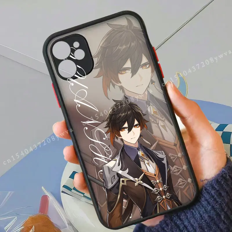 Anime Genshin Impact Phone Case For iPhone 11 13 12 14 Pro MAX XS XR SE20 8 7 Plus Hu Tao Kaedehara Shockproof Hard Cover Fundas