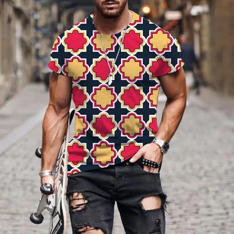 Homens e mulheres com padrão de flor 3D estampado T-Shirt, Roupas em tamanhos grandes, Streetwear, Moda verão, Casual, Grande, 4 Seasons, Novo