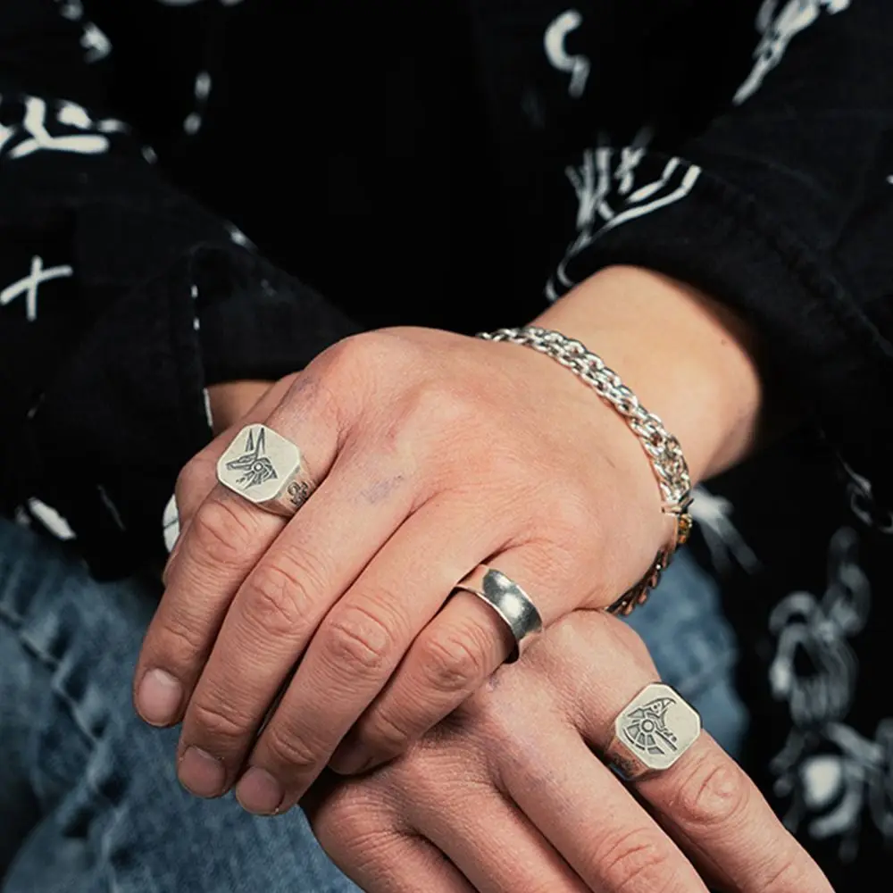 Finger Buckle Decoration Gift Open Rings Egyptian Gods Ring Eye of Horus Ring Men Jewelry Accessories Death Anubis Ring