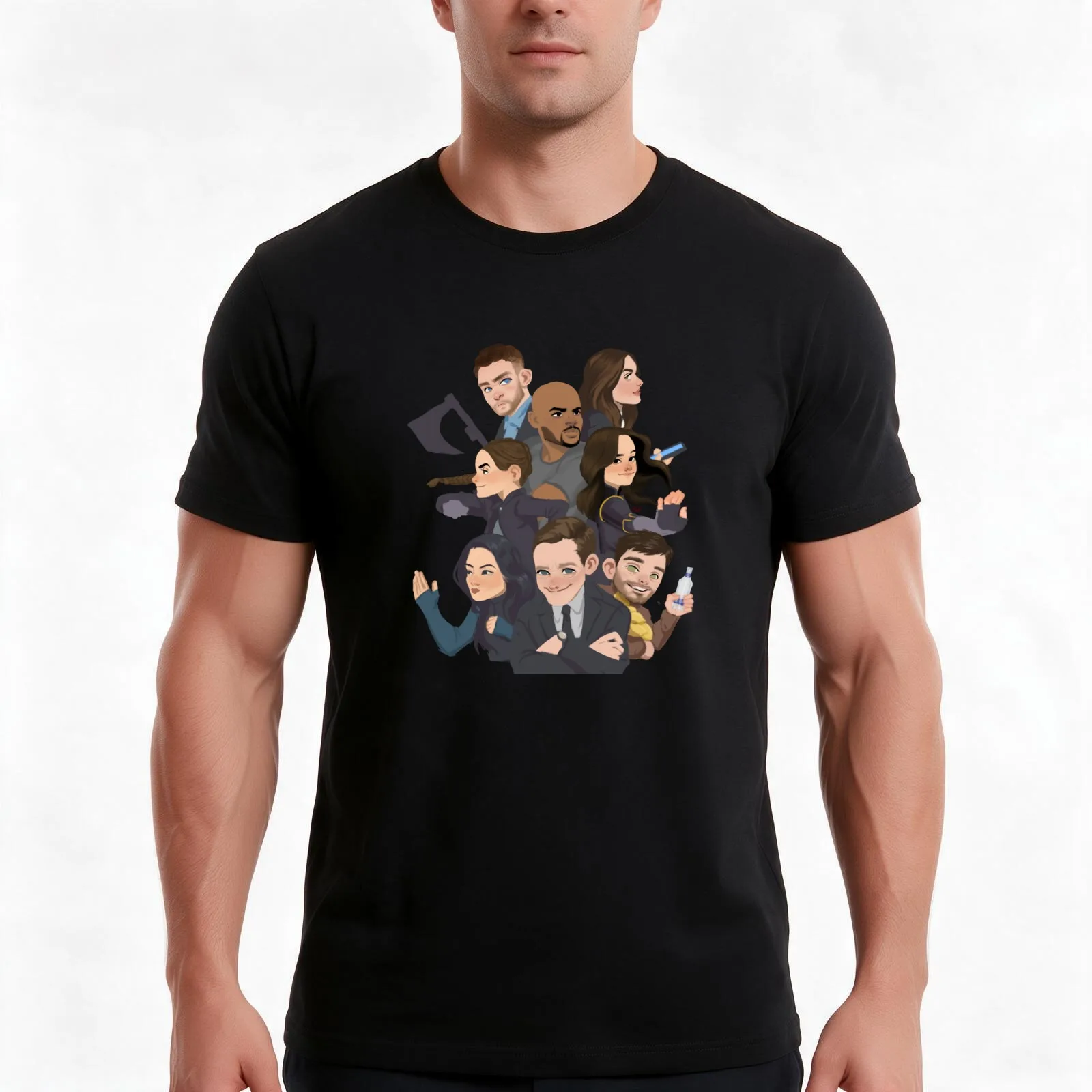 Shield T-Shirt, Summer Casual Cotton Tee, Oversized Streetwear Tops, Vintage Graphic Print, Loose Fit Short Sleeve, 100% Cotton