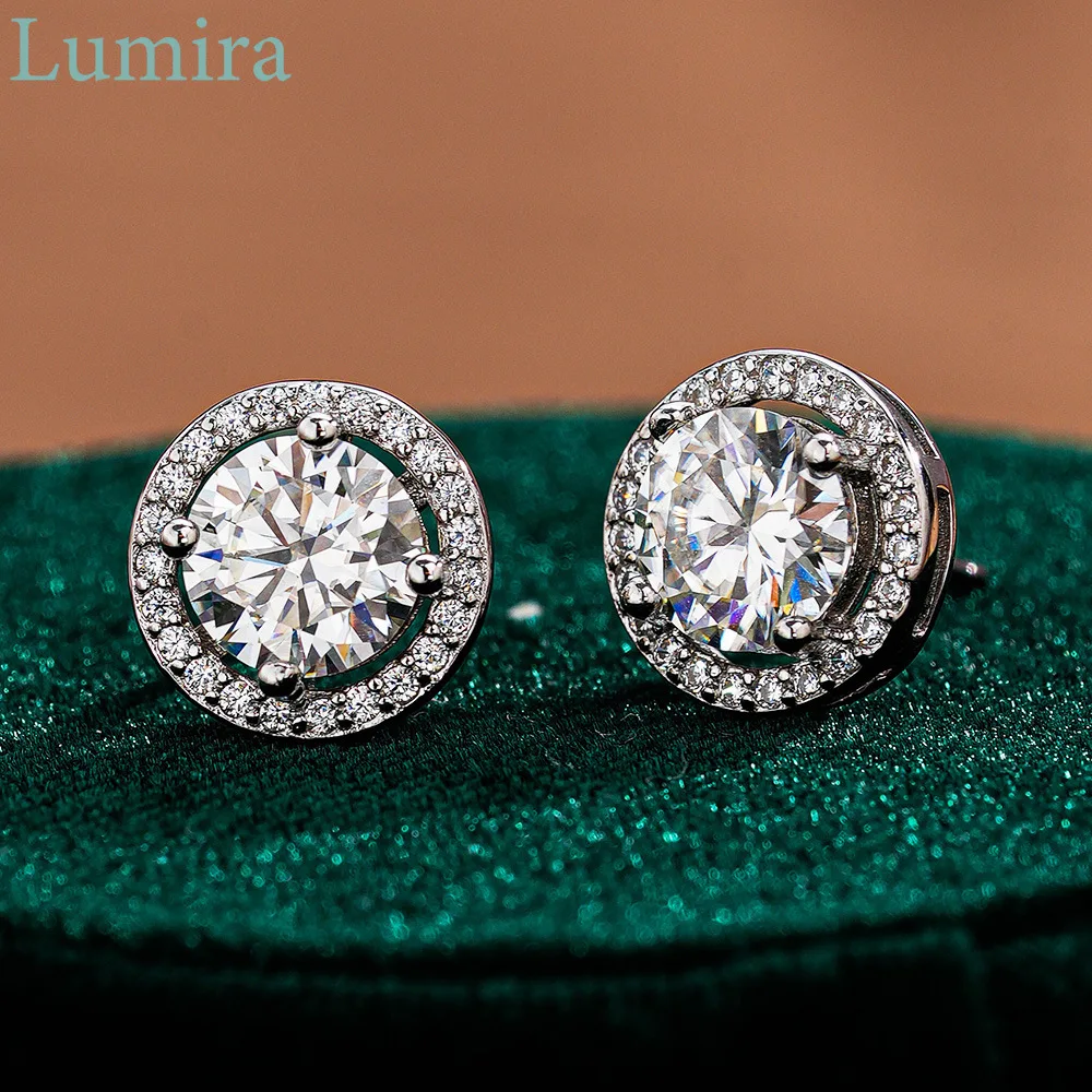 

Lumia Women's Round Platinum PT950 Hoop Earrings Elegant and Minimalist Wedding Gift with Each 0.5ct/1ct Moissanite Stone