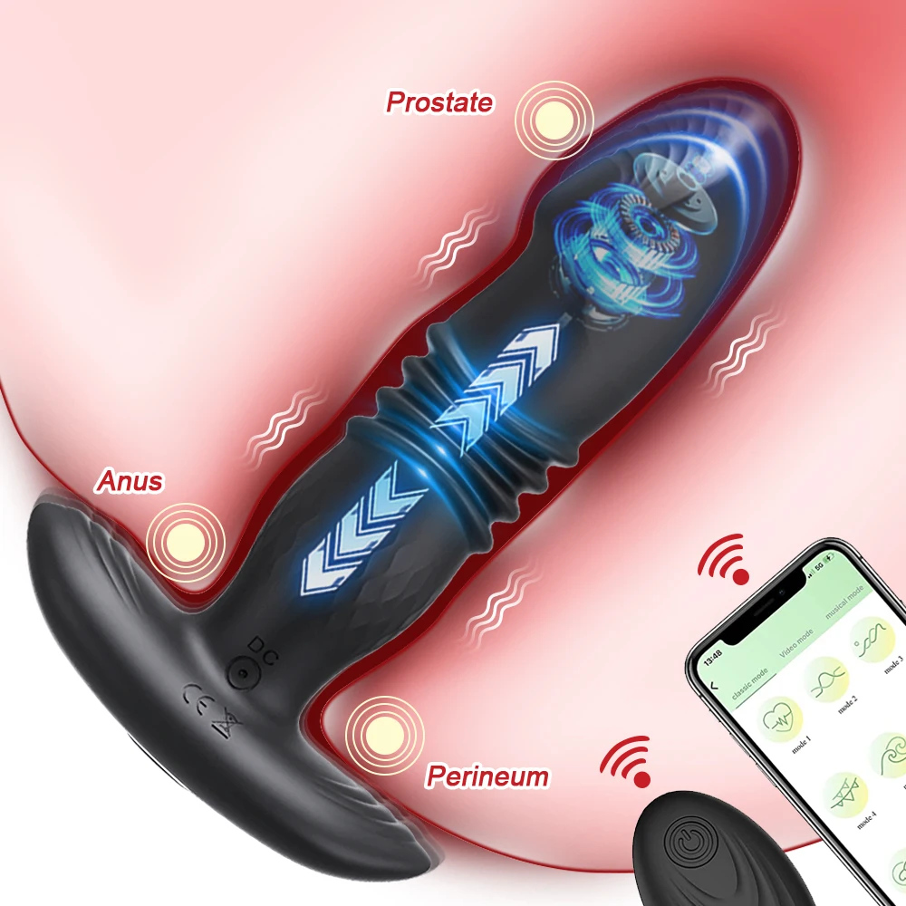 Massageador de próstata sem fio Bluetooth para homens, controle remoto de aplicativos, vibrador masculino, plug anal anal, vibrador vibratório,