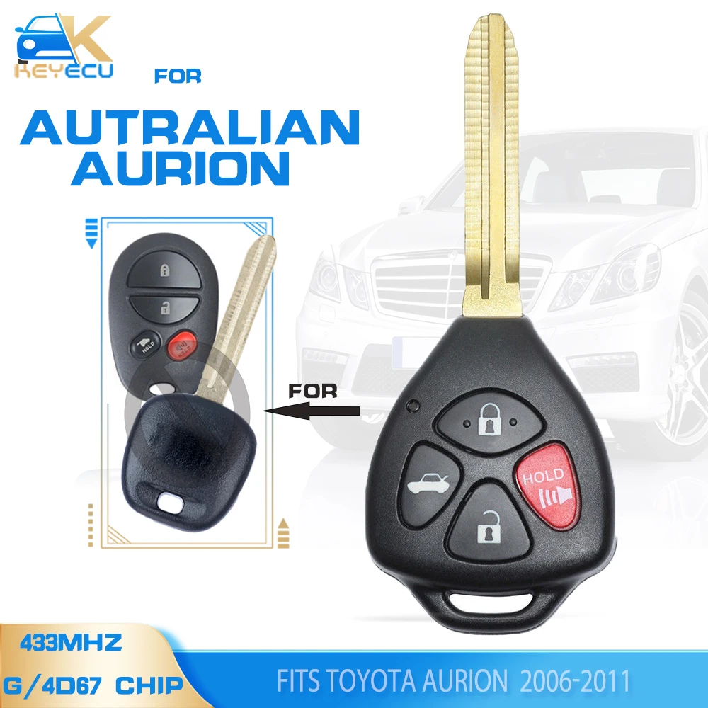 KEYECU 89742-AC080 433MHz G / 4D67 Upgraded Remote Key Fob for Autralian Toyota Aurion 2006 2007 2008 2009 2010 2011 TOY43