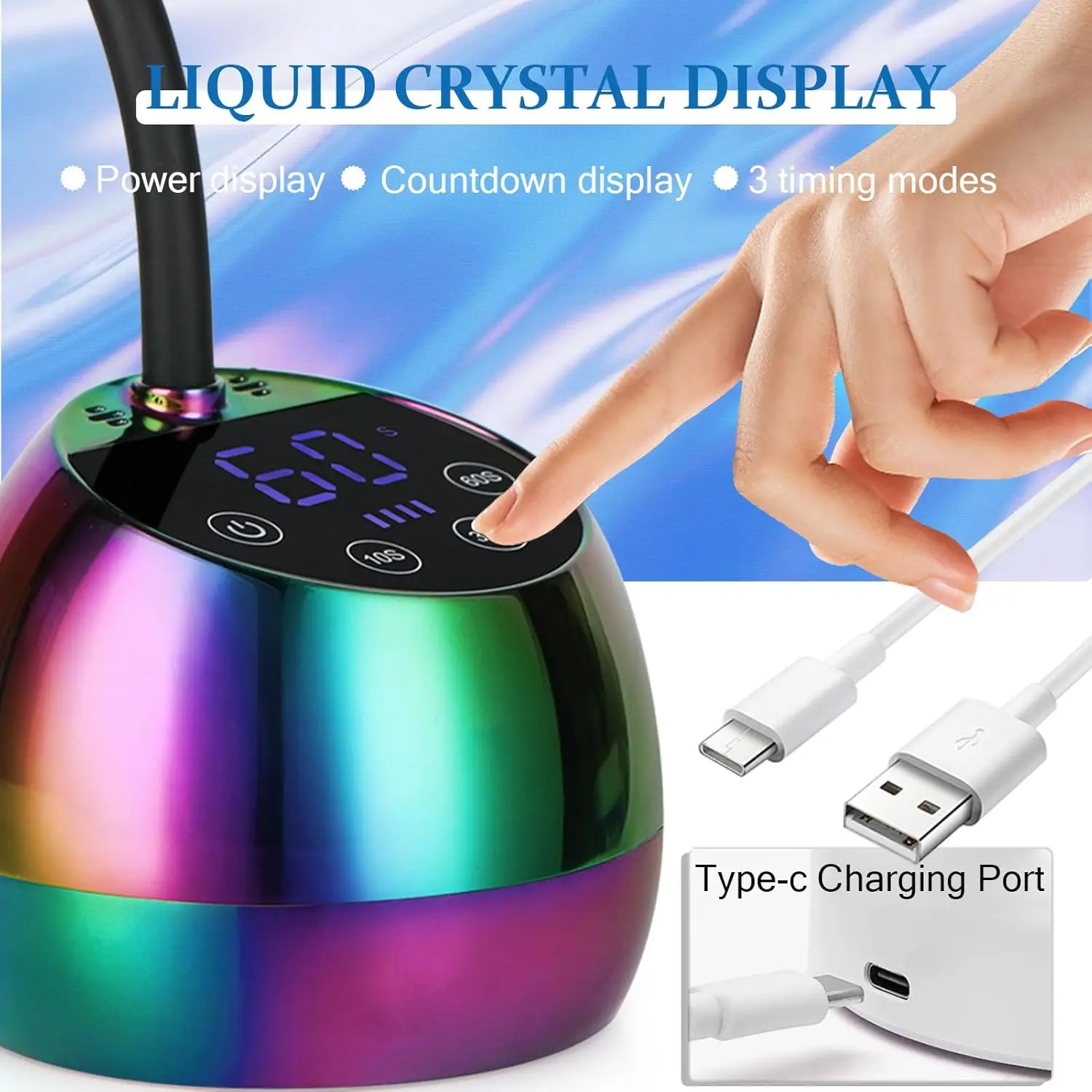 مصباح أظافر LED بالأشعة فوق البنفسجية بقدرة 36 وات، مجفف أظافر جل صغير محمول مع مستشعر تلقائي، 3 مؤقتات، شاشة LCD