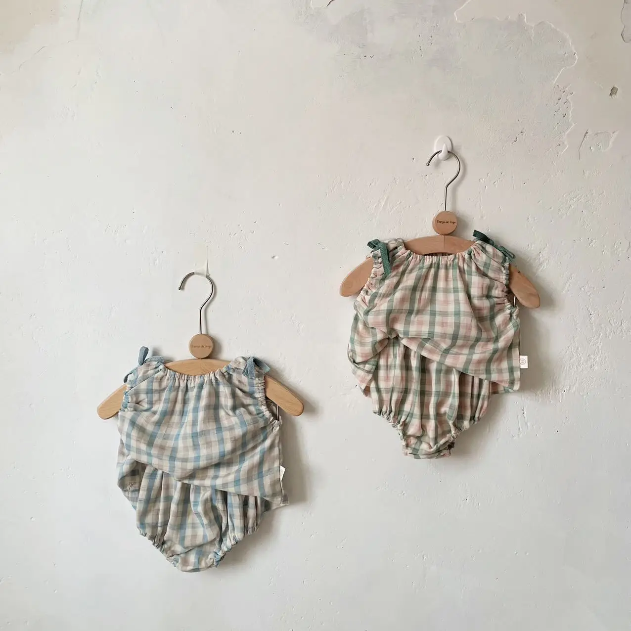 

2023 Summer New Baby Girl Clothes Set Plaid Tee And Bloomer 2pcs Toddler Kids Vest + Shorts Suit Boys Cotton Clothing Sets 0-3Y