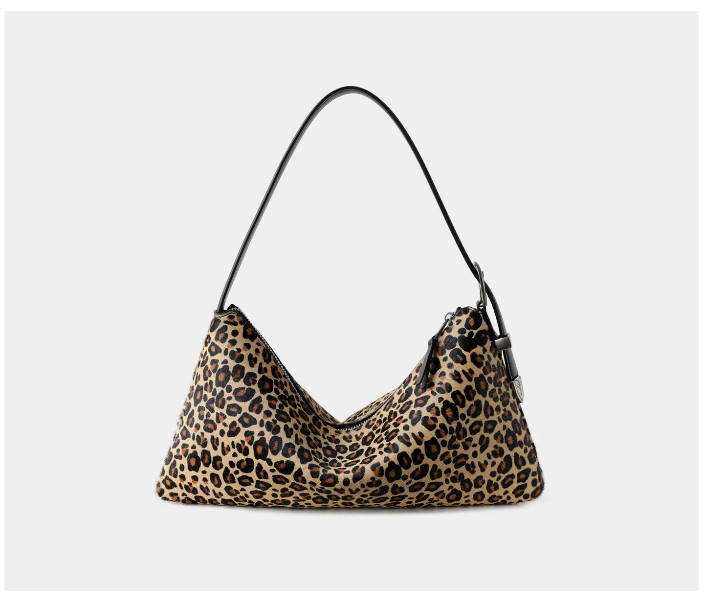 

Unique Creativity Design Cow Print and Leopard Fur Armpit Shoulder Bag Thin Real Horsehair Leather Women Handbag