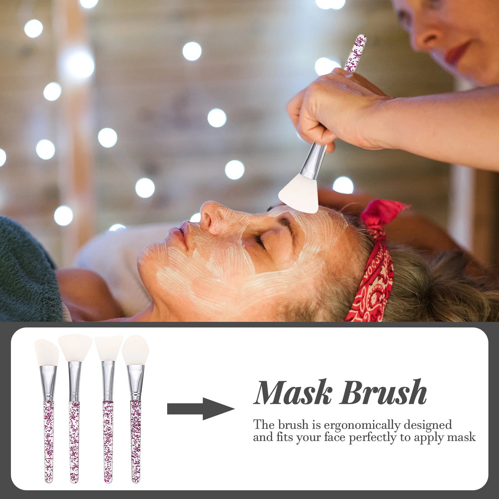 4 szt. Silikonowy pędzel do masek na twarz z miękką główką, lekki, łatwy do trzymania, do pielęgnacji skóry, pędzel do masek błotnych dla skóry wrażliwej