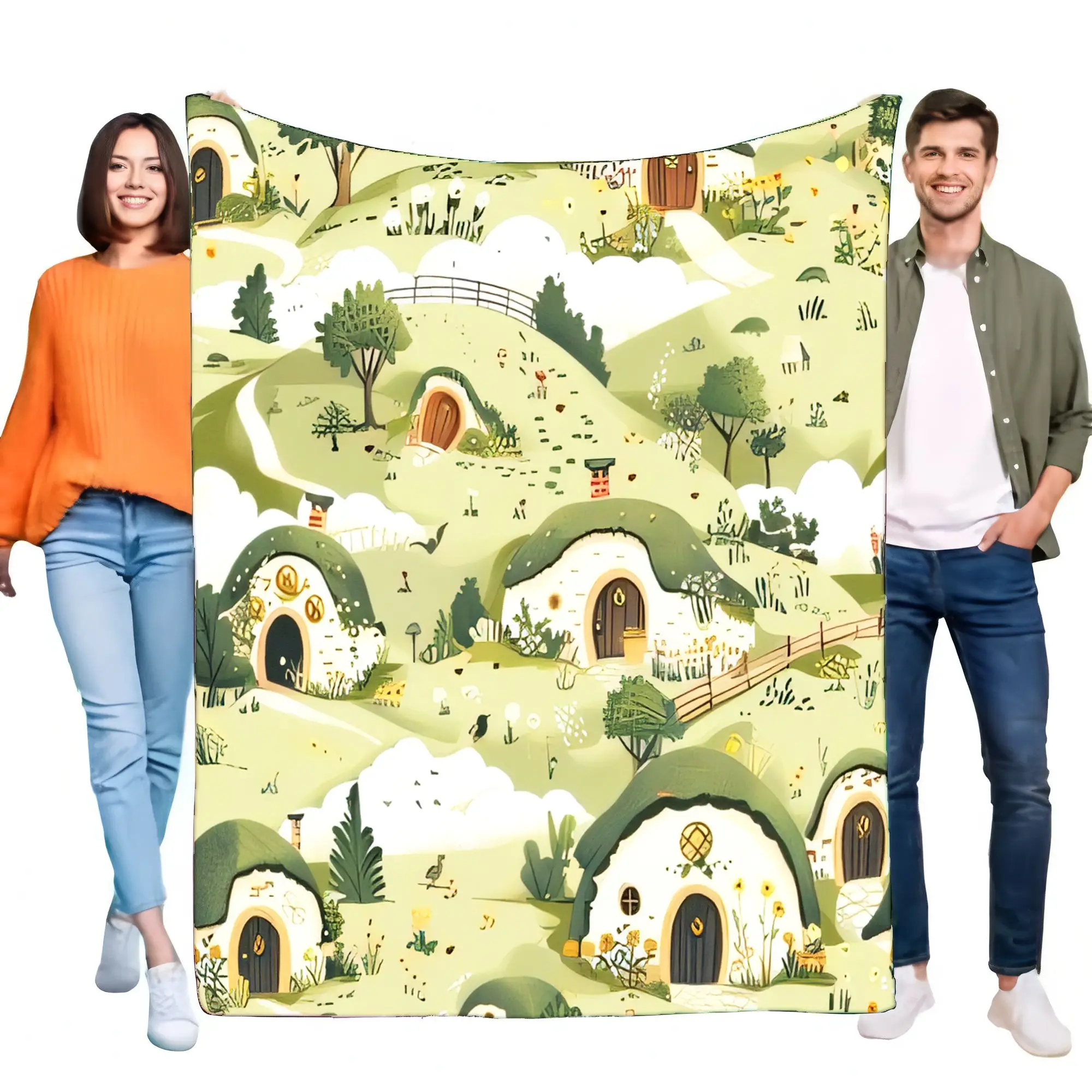 Cozy Cartoon Blanket Soft Throw for All Seasons, Indoor and Outdoor Use, Great for Sofa, Bed, Camping, Picnic, Lightweight Gift