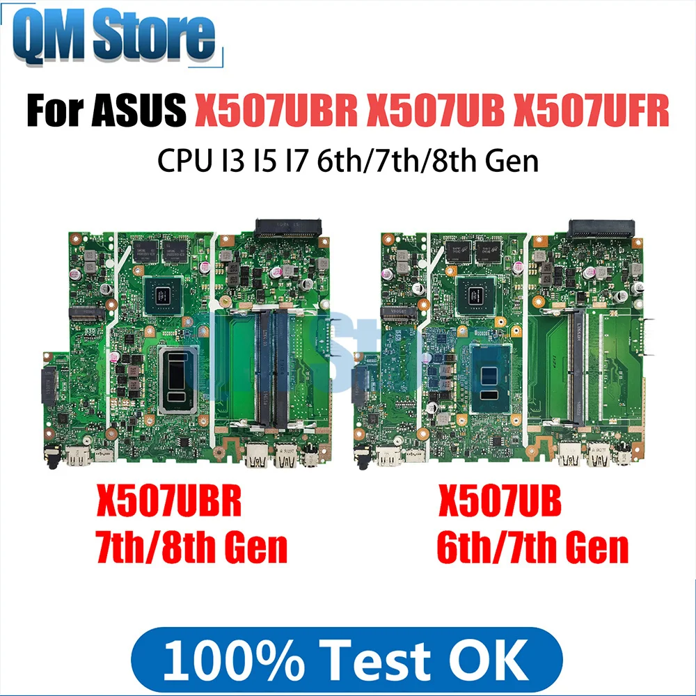 X507UF Notebook Mainboard For Asus X507UBR X507UB X507UFR X507UAR Y5000UB Laptop Motherboard I3 I5 I7 6th/7th/8th Gen CPU