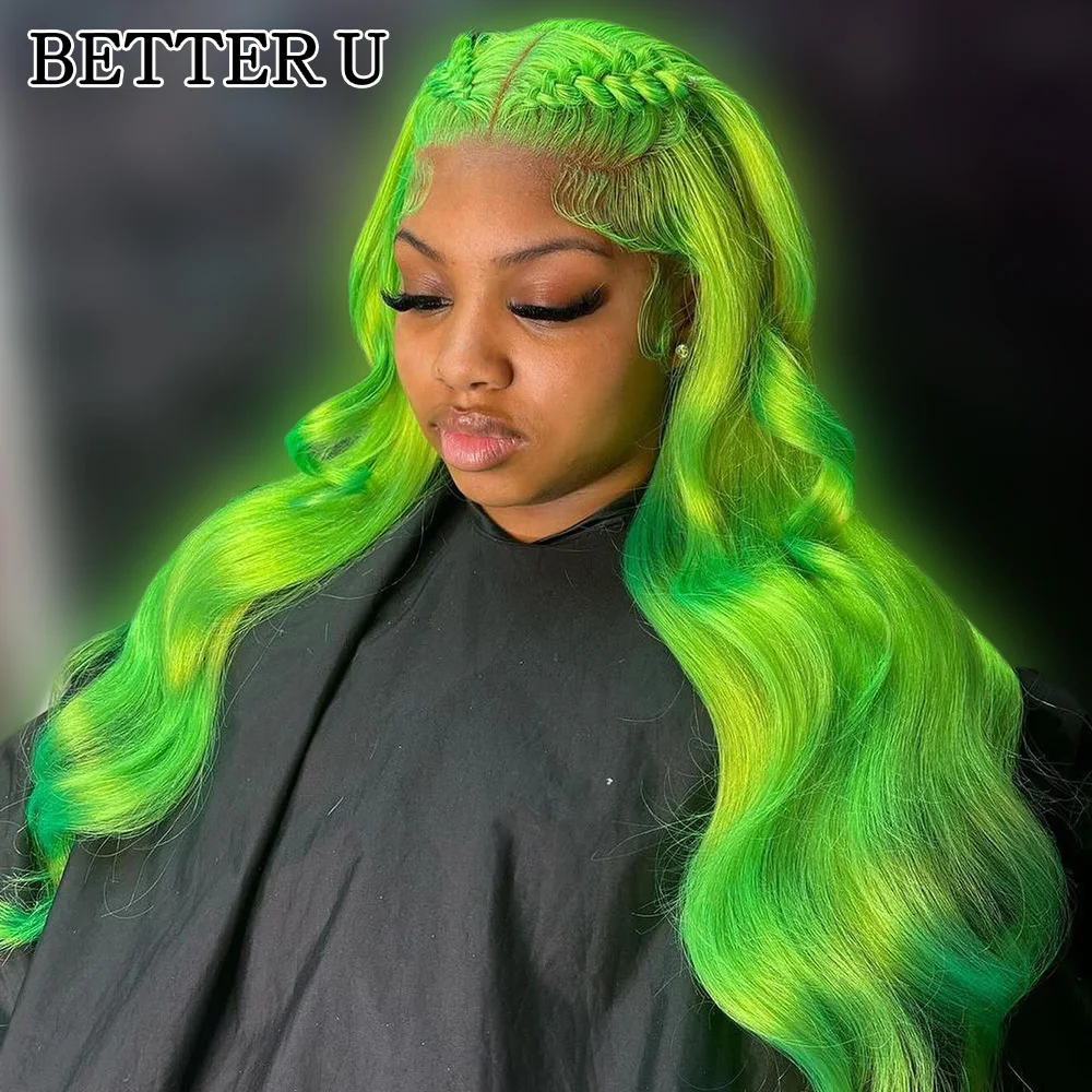 13X4 Body Wave Light Green Lace Front Wig HD Transparent Lace Human Hair Wigs Brazilian Lace Frontal Wig Remy Hair Pre-Plucked