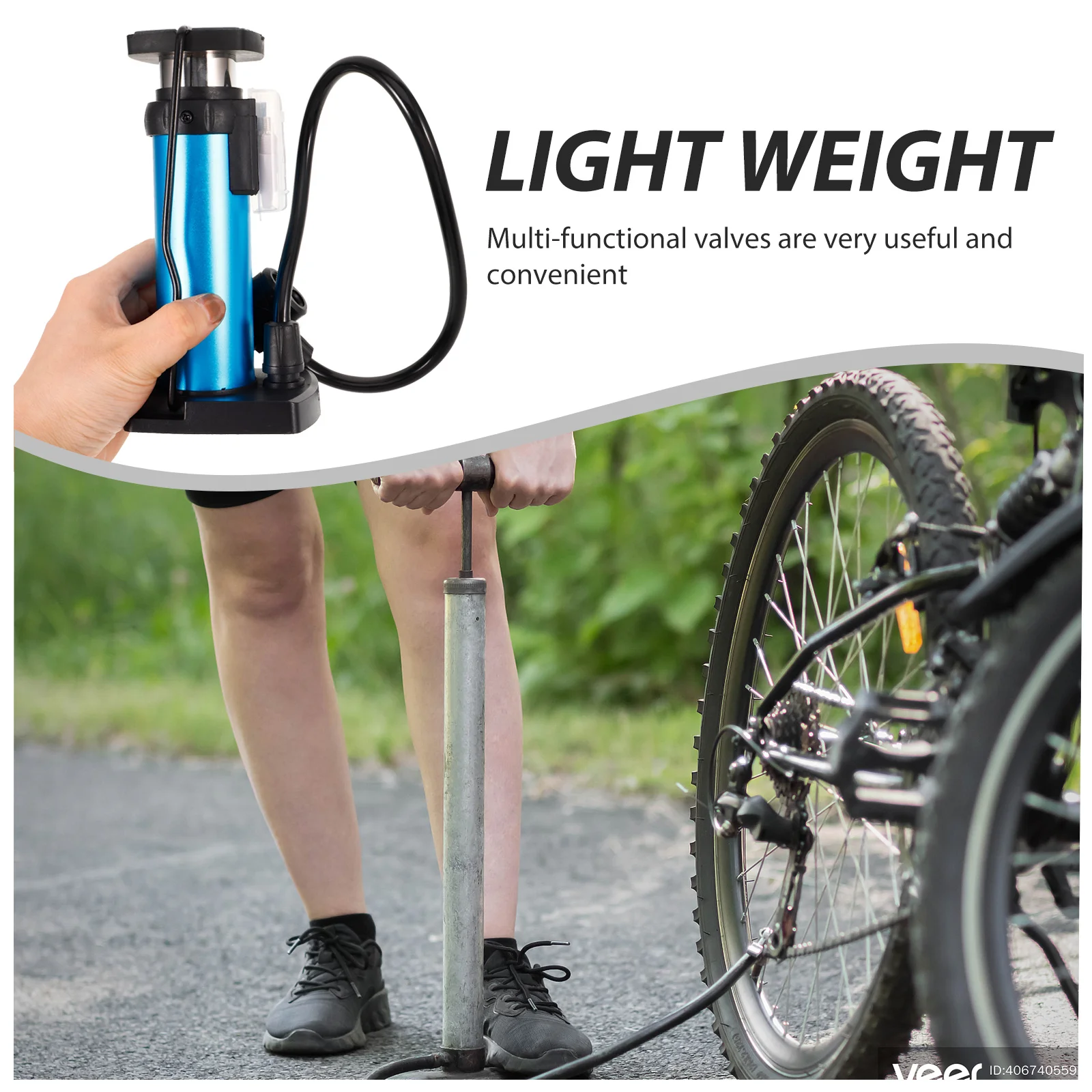 

Portable Bike Pump Lightweight Aluminum Multi-Valve For Road Mountain Bicycle Electric Vehicle Motorcycle Inflatable Ball