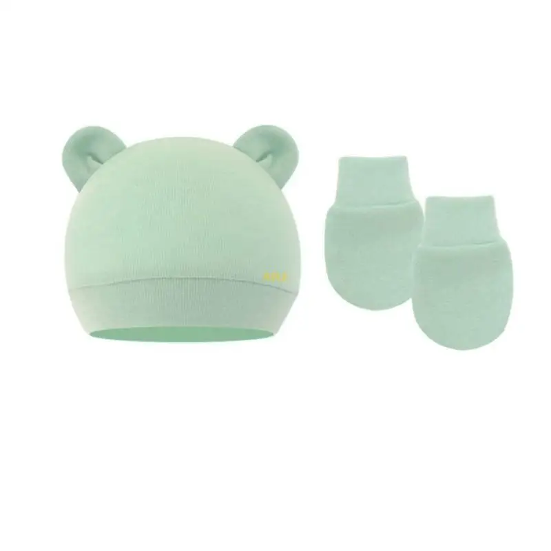 الوليد الطفل قبعة مع قفازات الخريف الشتاء الدافئة القطن طفل الاشياء الأطفال اكسسوارات قبعة الرضع 0-6 أشهر الرضع #5