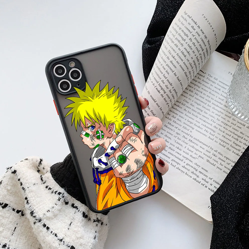 Caixa de Telefone Preto translúcido, Anime Naruto, Capa Kakashi Fosco para iPhone 15, 8, 7, 14 Plus, 13, 12, 11, Mini, Pro, SE, XS, Max, X, XR, 6s