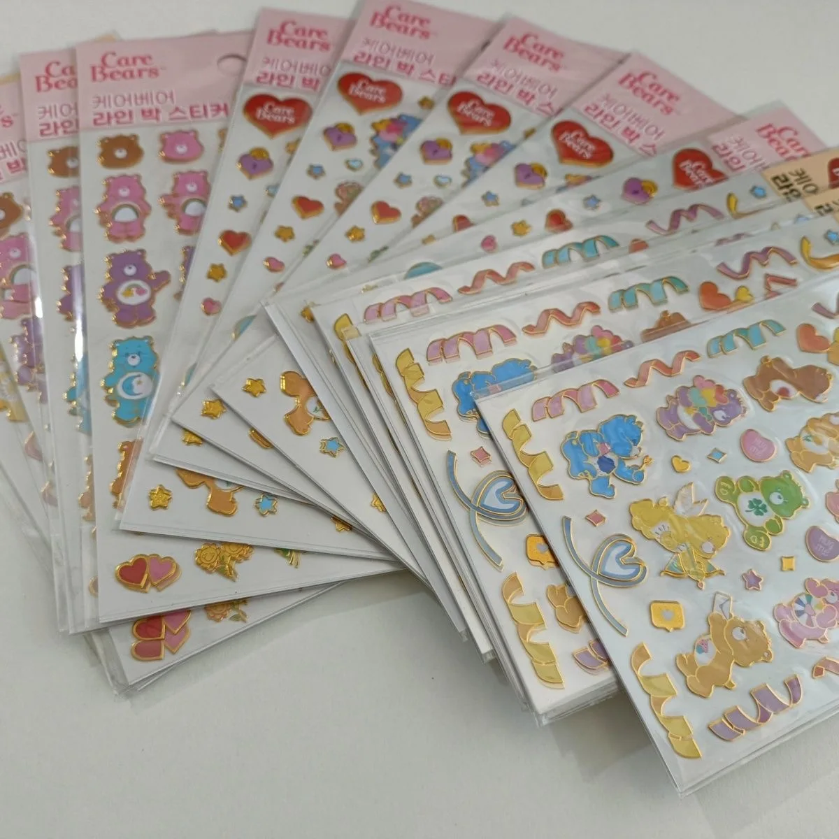 Care Bears Gold Foil Stickers Cute DIY Jewelry Box Decor Cartoon Bear Decorative Decals