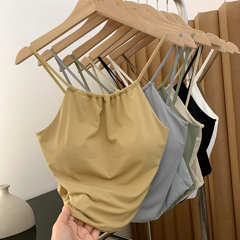 Zjaiss Koreanische Sommer Sexy Tanktops Damen Camisole Mode Einzigartiges Design Amerikanischer Stil Y2K Crop Top Vintage Einfarbig Vielseitig