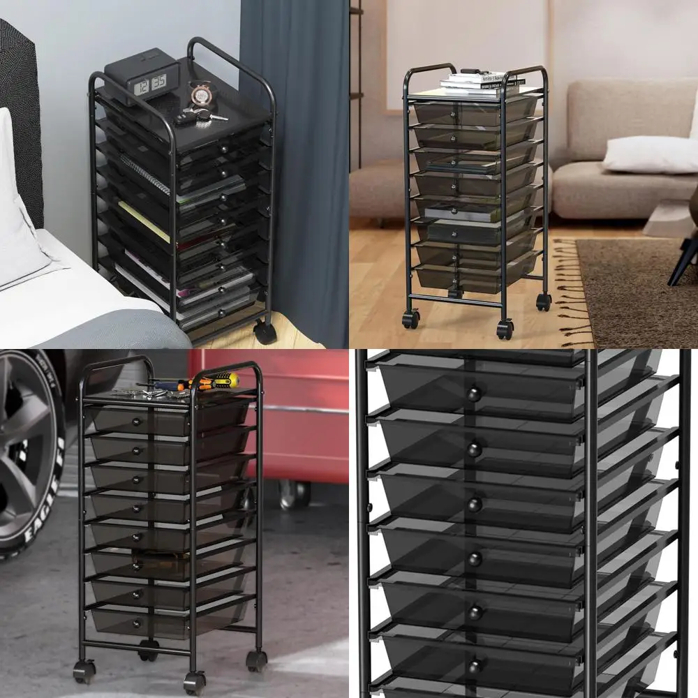 

8-Drawer Mobile Storage Cart for Arts & Crafts, Black