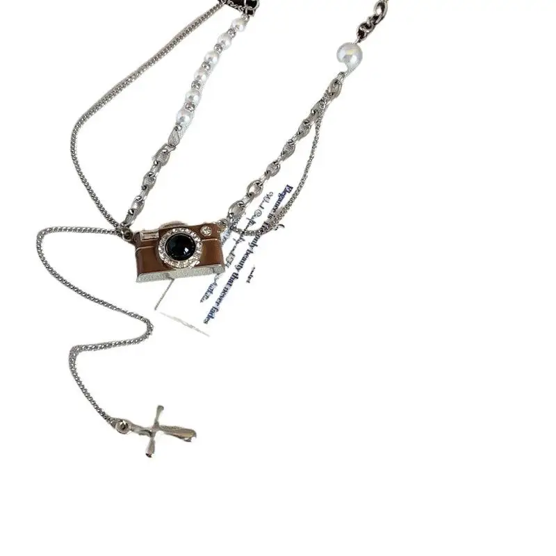 【IIOO】1PC Kpop Hip-Hop Simple Personality Vintage Brown Camera Pendant Necklace Unisex Punk Y2K Charms Jewelry Accessories view 4
