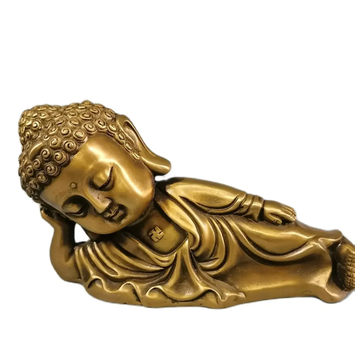 

Brass Sleeping Buddha Side Sleeping Buddha Full Body Portrait of Buddha Hall Crafts Ornament