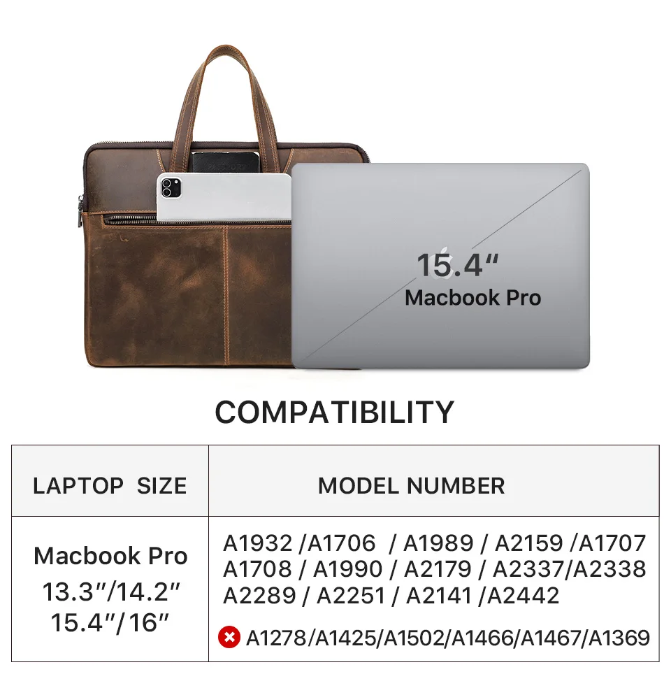 Malas de Grande Capacidade para Homens, 100% Couro Genuíno, Bolsa Casual Masculina, Bolsa para Laptop, Pasta para Computador Notebook, Macbook Pro