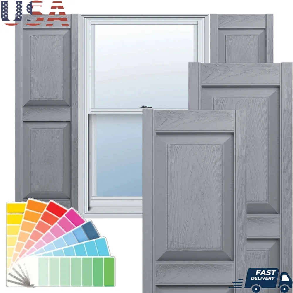 

Standard Raised Panel Vinyl Shutters Two Equal Panels Durable Lightweight Customizable Installation Spikes Easy Maintenance Home