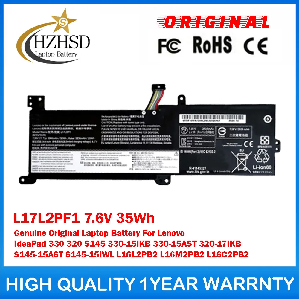 

L17L2PF1 7.6V 35Wh L16L2PB2 L16M2PB2 L16C2PB2 Genuine Original Laptop Battery For Lenovo IdeaPad 330 320 S145 330-15IKB/15AST