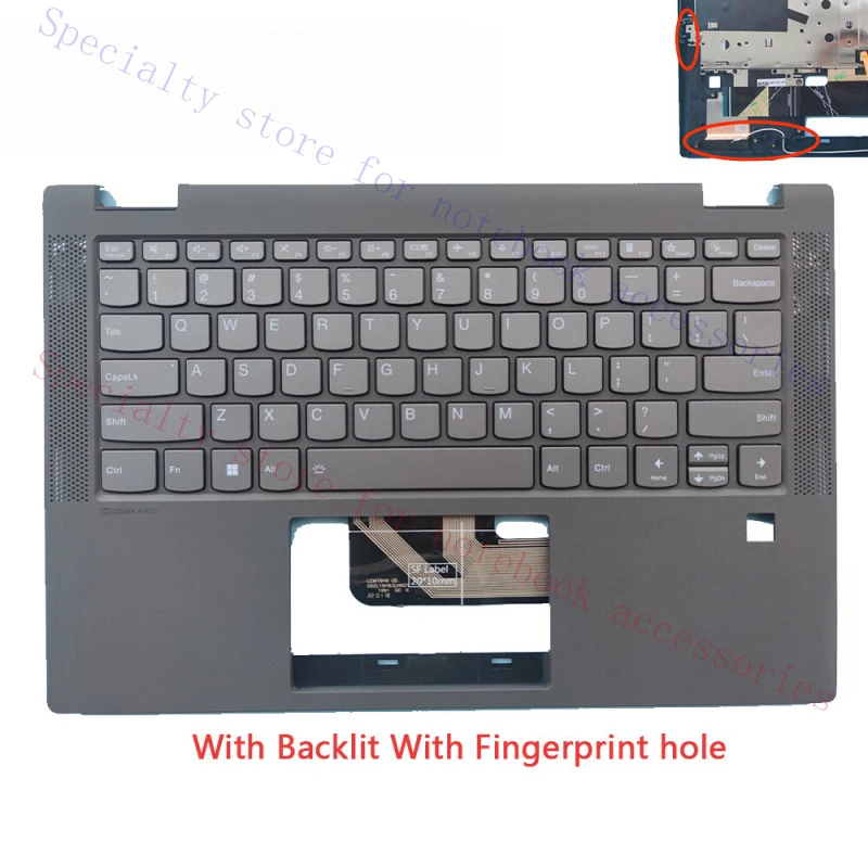 A+  New For Lenovo Flex 5-14IIL05 ARE05 ITL05 Palmrest 5CB0Y85490 Backlit Keyboard