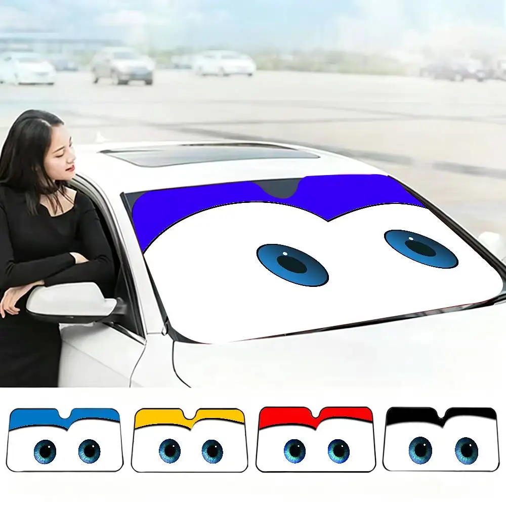 New Cartoon Big Eyes Car Sunshade Window Sunshade Sunblock Front Windshield Hood Interior Front Baffle Double Sunshade