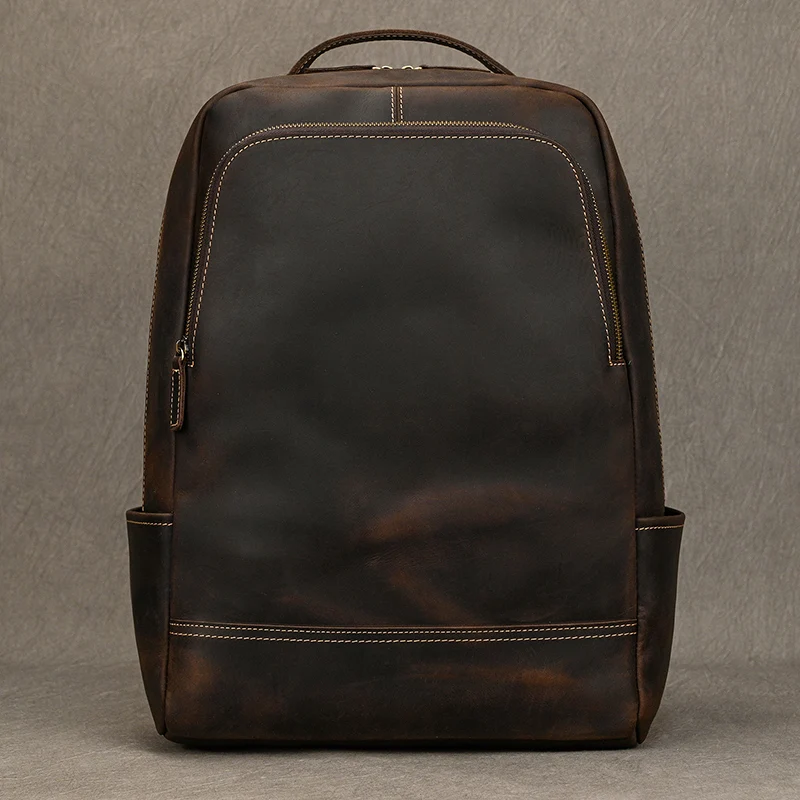 2023 New arrival leather backpack computer backpack 15.6 inch laptop bag for men male travel bags vintage business daypack men