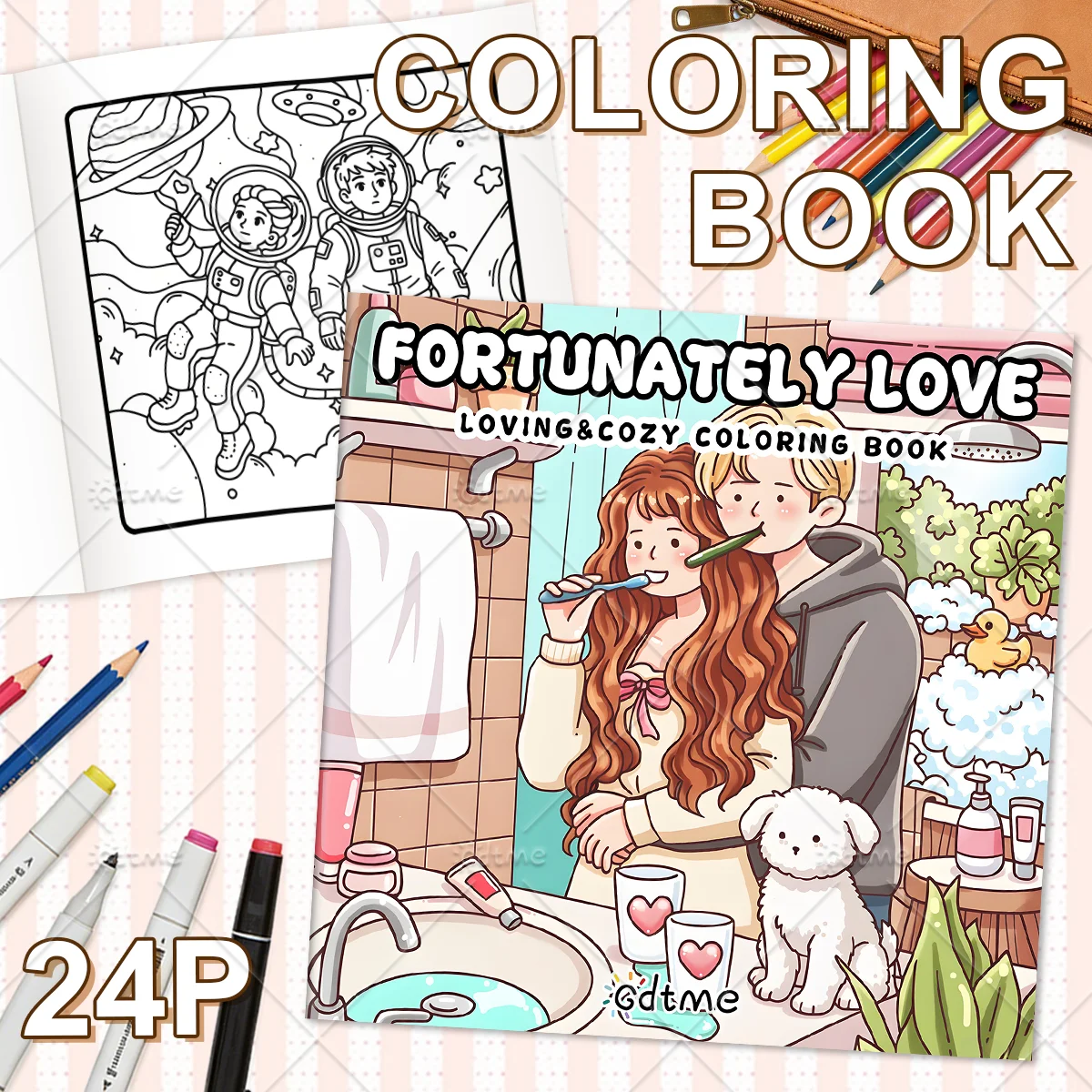 FORTUNATELY LOVE Coloring Book for Adult Featuring Cute Cozy Daily Activities for Relaxation (Cozy Spaces Coloring)