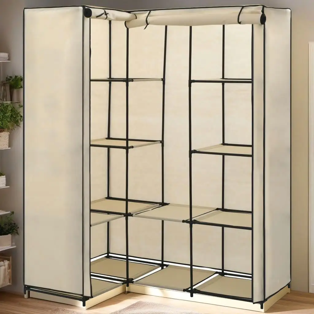 Elegant Cream Corner Wardrobe - Space-Saving 51.2x34.3x66.5 cm Storage Solution