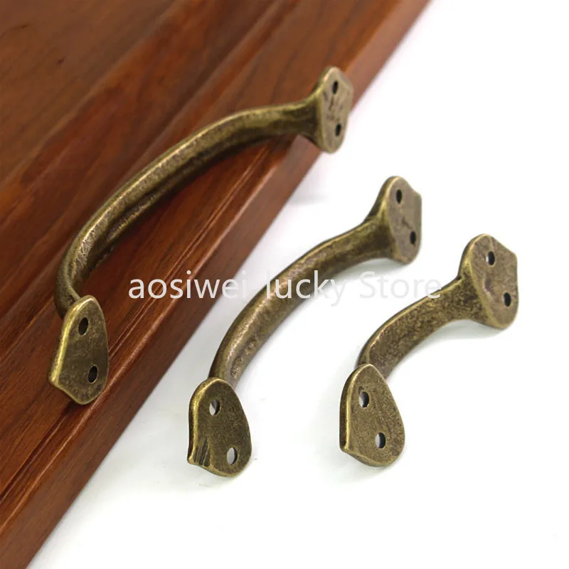 Perillas de cajón antiguas de cobre puro, manija de puerta Vintage, manijas de puertas de ventana de armario de cocina, accesorios de Hardware para muebles, 1 ud.