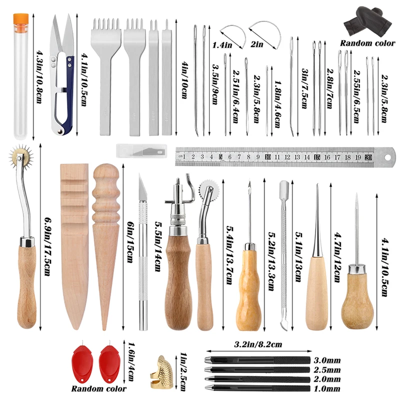 KRABALL Leather Working Tools Sewing Kit with Waxed Thread Needle Awl Tools Kit Great for Leather Stitching and DIY Crafting