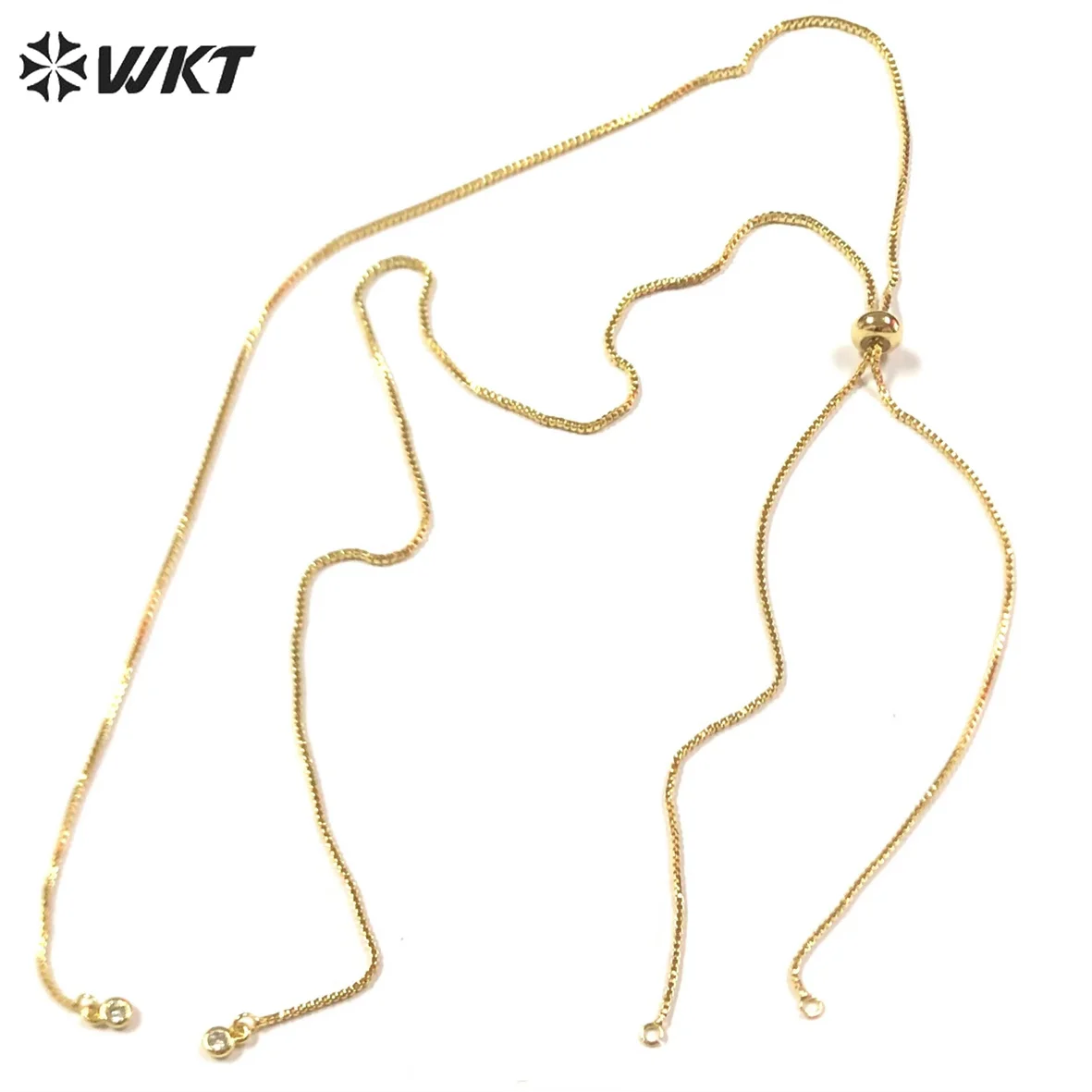 

WT-BFN041 WKT Special Design Shiny Cubic Zirconia Gold Plated Chain Necklace Middle Addable Connector Necklace Accessories