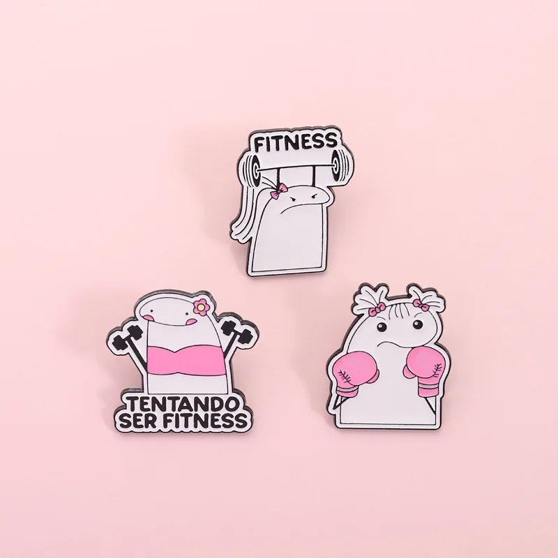 

Fashion Gym for Girls Brooch Enamel Pins Funny Cartoon stick figure Lapel Badges Jewelry Kid Fans Gift Accessories