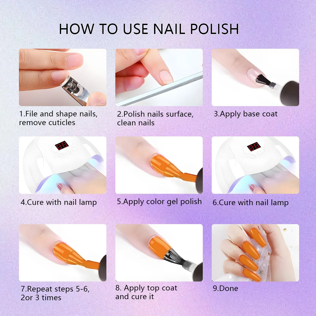 مجموعة طلاء أظافر جل مكونة من 9 قطع من GAVY - مناسبة لفن الأظافر LED للسيدات، واستخدام الصالون والتطبيقات اليومية #6