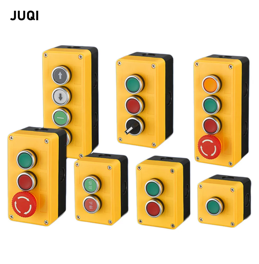 New Button switch control box with emergency stop 1/2/3/4/5 hole button box industrial switch box waterproof button control box