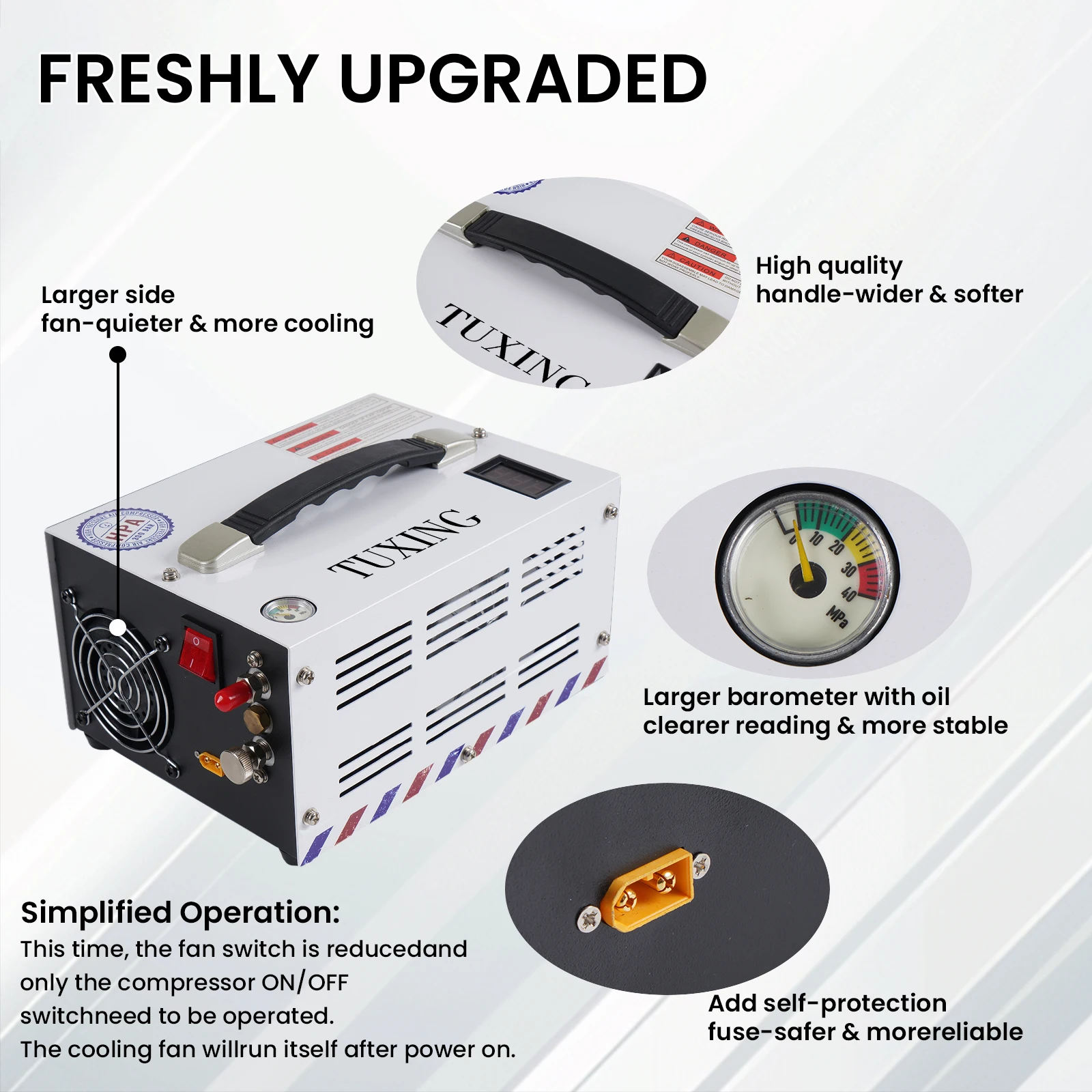 4500psi 300bar 12V 110V/220V External Converter Oil/Water-Free High Pressure Mini    Air Compressor