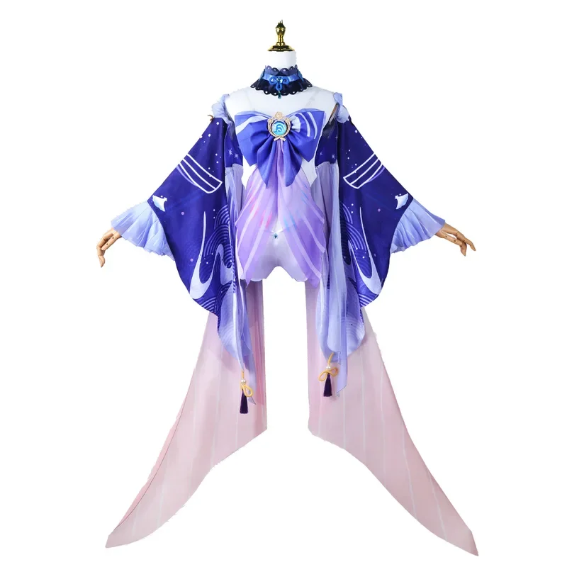 Sangoiya kokomi Genshin impact cosplay costume blue and pink suits bow outfits Christmas party role play fishtail dress women