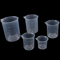 Vaso de medición de plástico para laboratorio de cocina, herramientas de medición volumétricas transparentes, 2 piezas, 250ml/150ml/100ml/50ml/25ml, nuevo