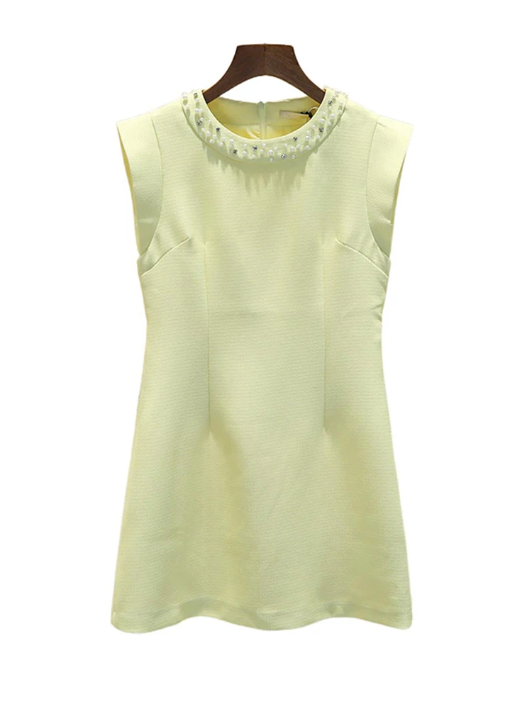 

Sweet Diamond Embellied Svel Vest Dr Women's High Waist A-Line Knitted Summer Dr Commute Sle Faion Element