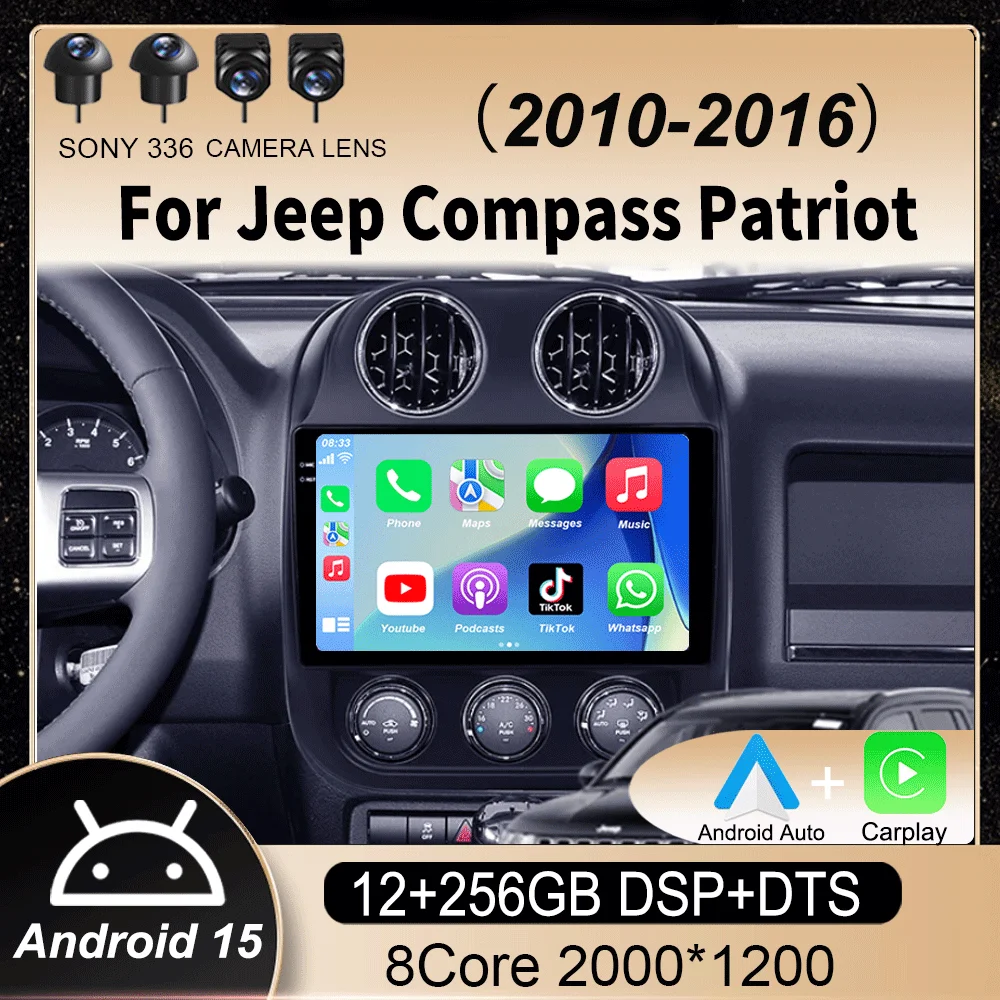 

Android15 video Player Car Radio For Jeep Compass Patriot 2010 - 2016 Autoradio Stereo 2 Din GPS Navigation Carplay DSP WIFI+4G